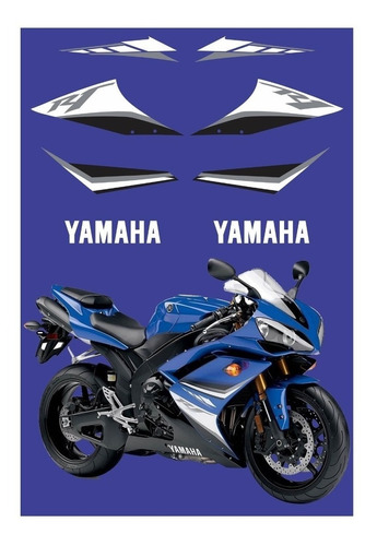 Kit Adesivos Moto Yamaha R1 2008 Azul Americana Ca-00707