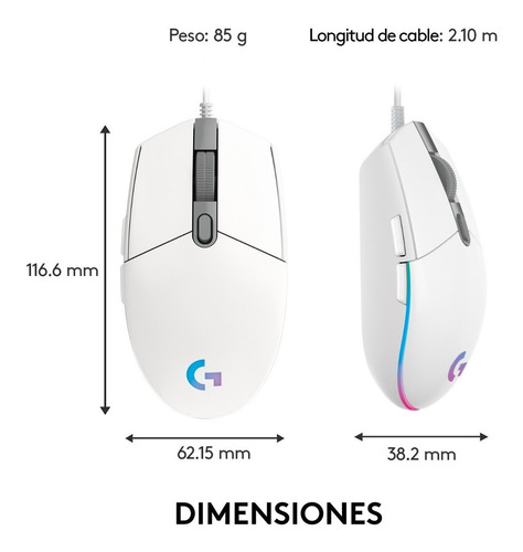 Mouse Gamer Logitech G203 New Rgb Lightsync White