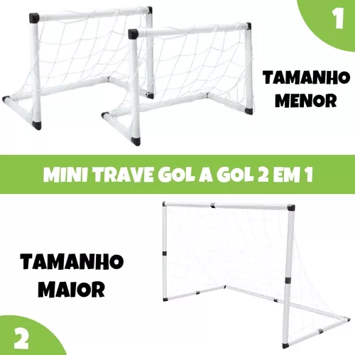 Mini Gol Trave 2 em 1 Jogo de Futebol Brinquedo Infantil Bola Esporte