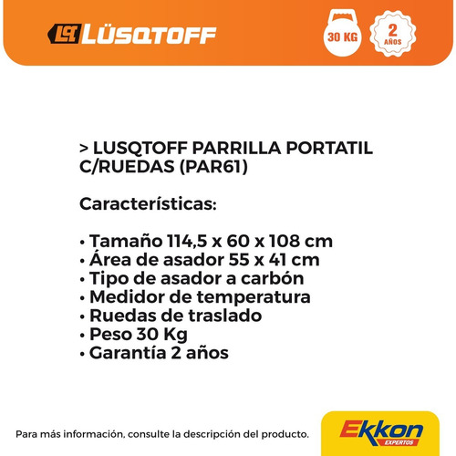 Imagen 3 de 8 de Parrilla Portátil Chulengo Lusqtoff Asador C/ Ruedas Medidor