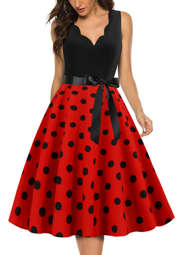 Minivestido Corto Estampado Sin Mangas Con Cuello En V Para