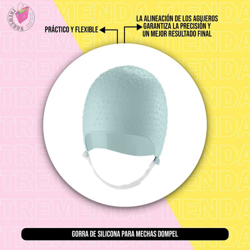 Imagen 3 de 8 de Pack 6 Gorra De Silicona Para Mechas Reflejos Dompel Verde