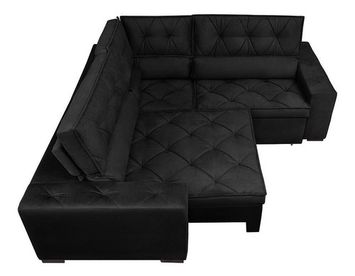 Sofá Canto Retrátil Reclinável Molas Cama Inbox Austin Preto