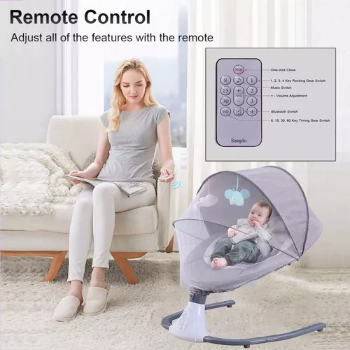  Columpios de bebé musicales para bebés, mecedora eléctrica  ajustable con control remoto, respaldo ajustable 3 en 1 para bebé