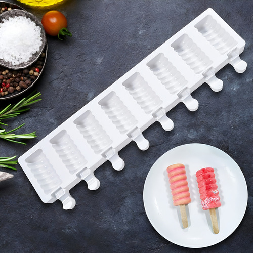 Molde Helado Silicona Molde Helados Moldes Paletas Espiral Color Blanco