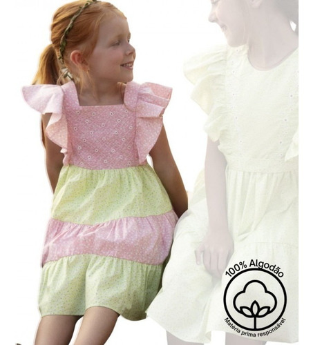 Vestido Infantil Algodão Petit Cherie Coleção Natural 21002