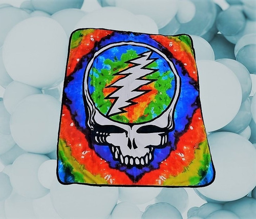 Imagen 2 de 6 de Frazada Skull Grateful Dead 1.27 X 1.52 M Suavecita Colorida