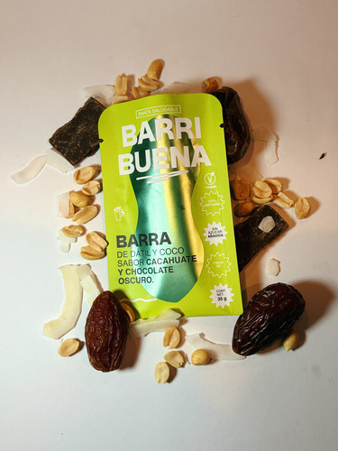 12 Barritas De Dátil Y Coco Sabor Cacahuate Chocolate Snack