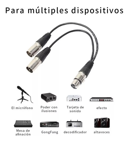 Cable Y Adaptador Xlr Hembra A 2 Xlr Doble Pines Macho