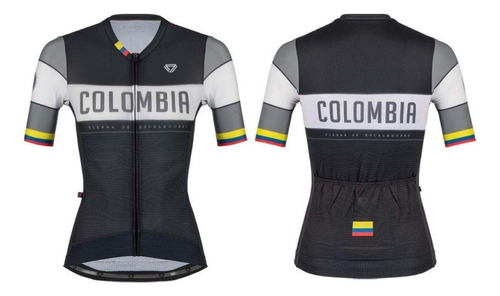 Jersey Ciclismo M/c Mujer Gw Colombia Negro Gris