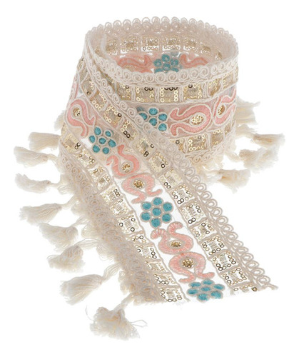 Cinta De Pompones En Jacquard Bordada De Estilo Étnico, 7 Cm