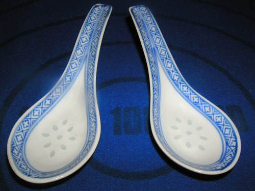  Cucharas Chinas De Porcelana (para Adorno) 