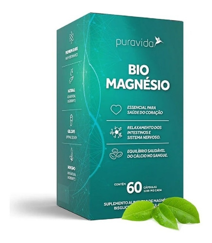 Puravida Bio Magnésio Biodisponivel - 60 Caps 1200mg 