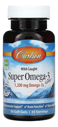 Carlson Labs Super Omega 3 Gems, 1200 Mg, 50 Softgels Sabor Sin Sabor