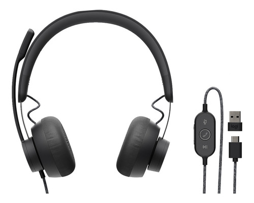 Headset Logitech Auriculares Zone Wired Usb
