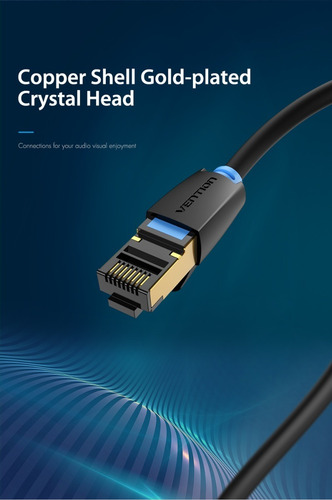 Imagen 6 de 8 de Cable De Red Vention Sstp Cat8 40000mbps - 3 Metros