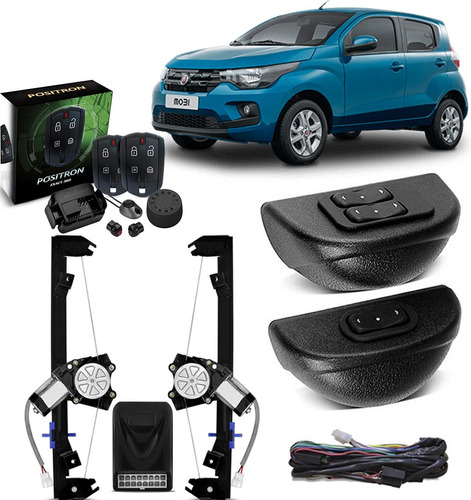 Kit Vidro Elétrico Sensorizado Fiat Mobi Dianteiro + Alarme