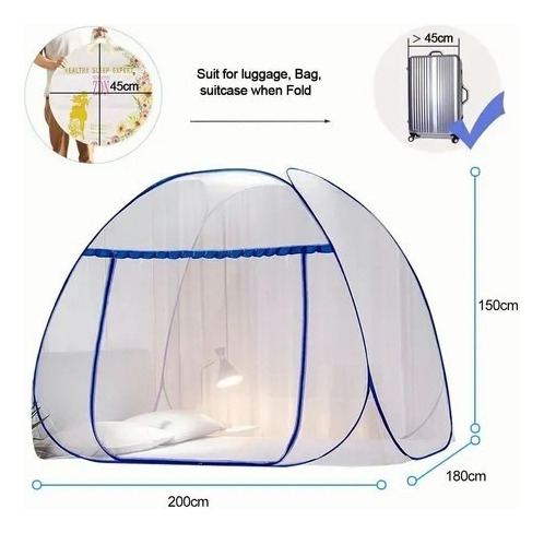 . Mosquitero Plegable P/cama 1.8x2x1.5m, No Necesita