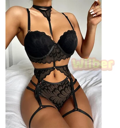 Lenceria Para Mujer Conjuntos Con Encaje Con Cuello Halter