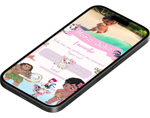 Convite Interativo Animado Com Vídeo Moana Baby 1