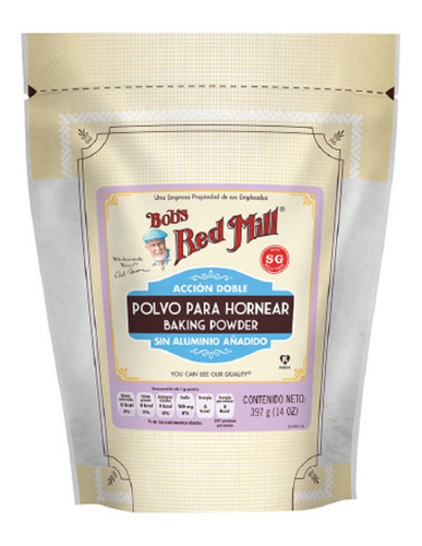 Bob Red Mill Polvo Para Hornear Sin Gluten Sin Aluminio 397g