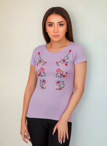 Blusa Dama Moda Bordado Flores Cuello Redondo 821