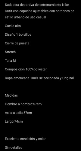 Sudadera Deportiva Nike Drifit Hombre M Entrenamiento/urbano (Usado)