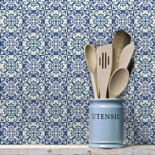 Imagem 2 de 5 de Adesivo De Azulejo Coimbra 15x15 Cm Com 18un