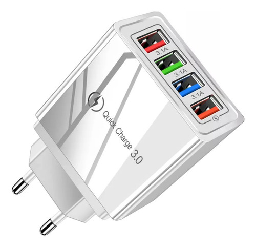 Carregador Turbo Qc 3.0 45w 4 Portas Usb Fonte Tomada Rápida