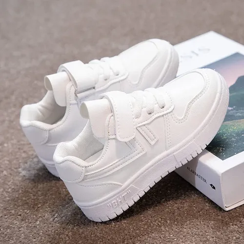 Zapatillas Blancas Con Velcro Para Niños - Zapatos Escolares