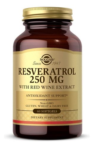 Resveratrol Con Extracto De Vino Tinto 250 Solgar 60 Softgel