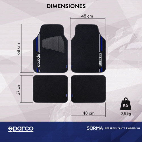 Imagen 3 de 10 de Cubre Alfombra Auto Sparco 4 Piezas Polyester Universal