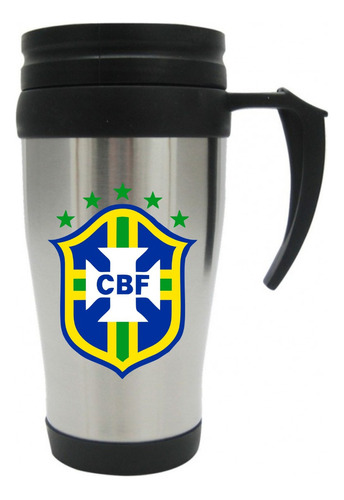Vaso Viajero Metalico Brasil Futbol Mugs 
