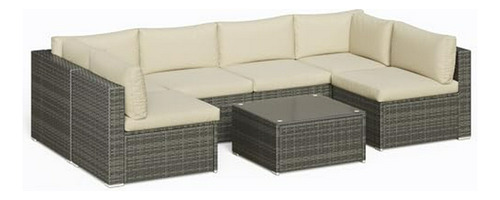 Conjunto Muebles Patio Ratán Modular 7 Piezas