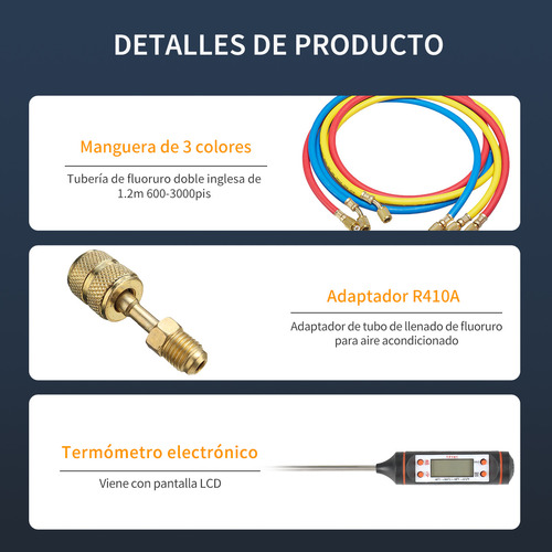 Juego Manometros Refrigeracion Manifold R22 R134 R404 R410