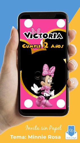 Video Invitación Digital Cumple Minnie Rosa