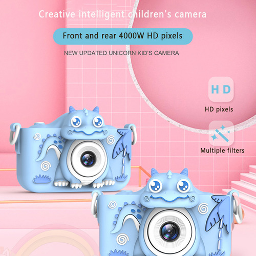 Cámara Dinosaur Hd Con Doble Cámara Para Niños Con Carga Usb