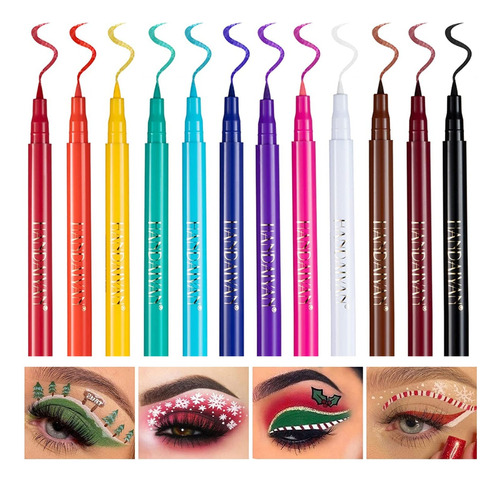 12 Colores Delineador De Ojos Waterproof Eyeliner Colores