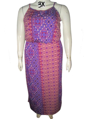 Vestido Morado,coral Y Rojo Largo Talla 3x (42/44) Faded Glo