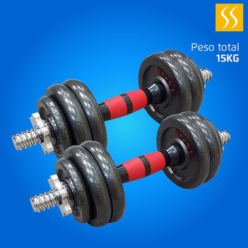 Juego De Pesas Mancuernas Labradas De 15 Kg Hierro Fundido