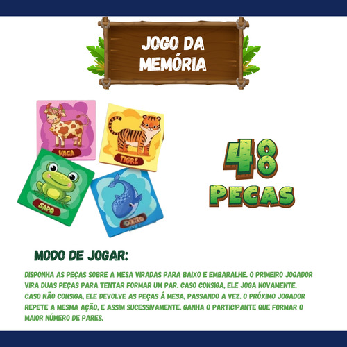 Jogos 3 Em 1 Animais Dominó Quebra Cabeça Jogo Da Memória