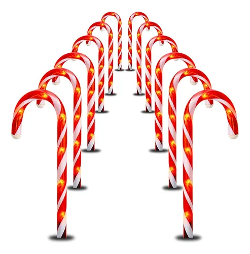 Sd Yt 12 Luces Navideñas Bastón De Caramelo Luces Estacas