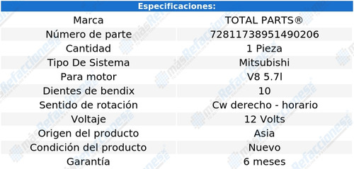 Marcha Sist. Mitsubishi Ram 3500 V8 5.7l 09 Total Parts