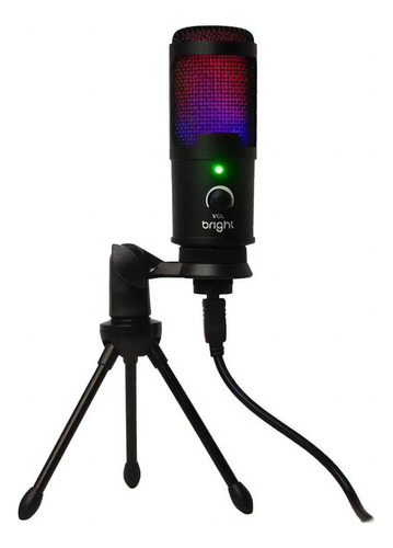 Microfone Streamer De Mesa Rgb Bright Conexão Usb Cód.st001 Cor Preto
