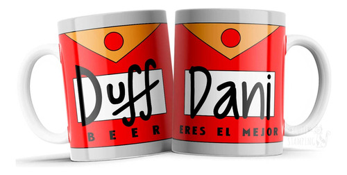 Taza Personalizada Cerveza Duff Simpsons Con Nombre P/regalo