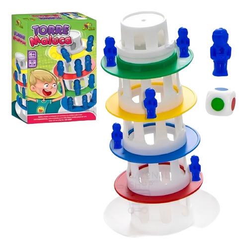 Jogo Infantil Torre Maluca Brinquedo Equilibrar O Boneco Cai