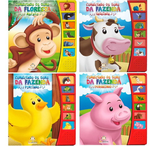 Coleção Livros Sonoros - Conhecendo Os Sons Da Fazenda 4 Livros