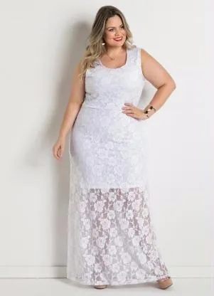 Vestido longo de renda com hotsell forro curto