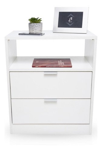 Mesa Cabeceira 50cm Criado Branco 2 Gavetas Mdf Lateral Cama