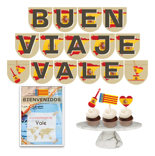 Kit Imprimible Buen Viaje Guirnalda Toppers España Valencia
